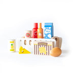 Blue Ribbon Grocery Crate with wooden pantry-style pretend food