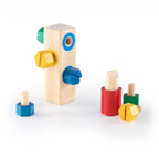 Guidecraft Screw Block coloured screws on wooden base