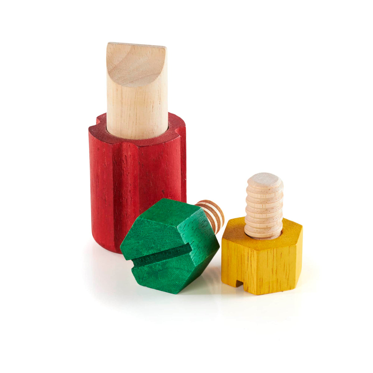 Guidecraft Screw Block pieces close up