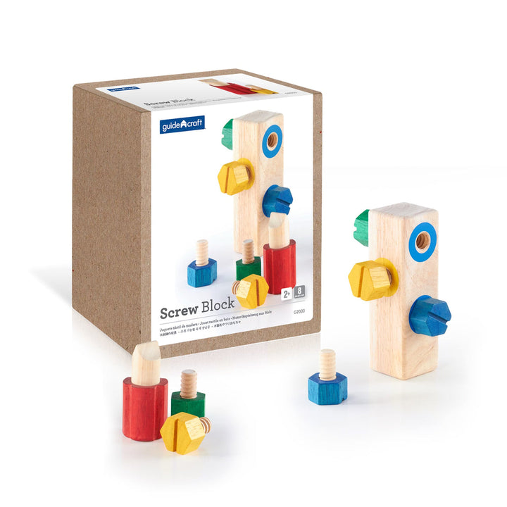 Guidecraft Screw Block wooden screw toy with box