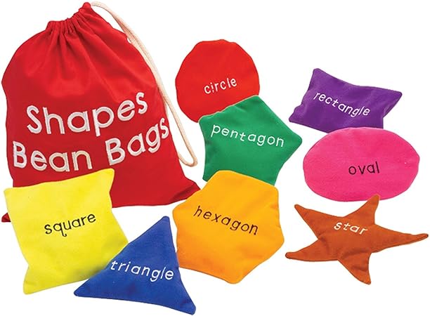 Educational Insights Shapes Bean Bags - Set of 10 Colourful Shape Bean Bags